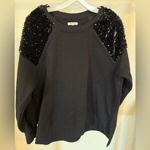 Maurices Black Sequin Shoulder Sweatshirt - Women